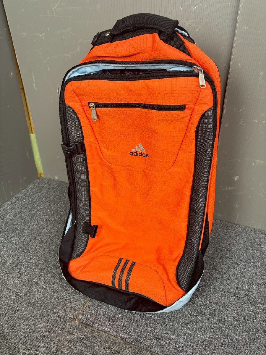 NB030266◆adidas アディダス◆2輪 キャリーバック 2WAY リュック 旅行 鞄 カバン オレンジ 直取歓迎！