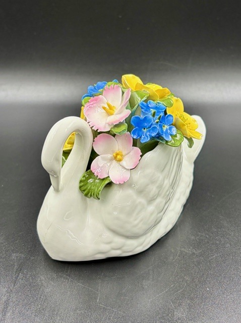 陶花　置物　花　AYNSLEY　エインズレイ　アンティークスワン　英国　イギリス　ヴィンテージ　