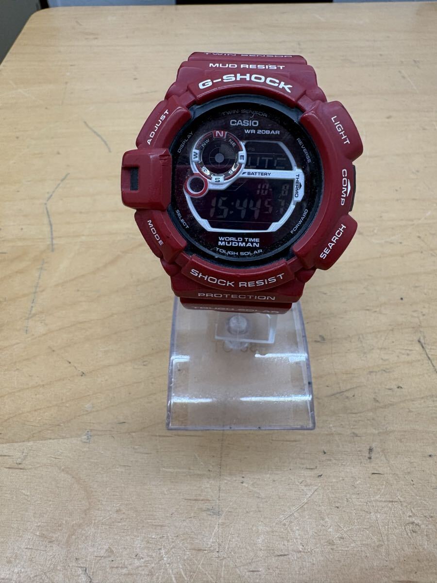 【f072】CASIO G-SHOCK G-9300RD マッドマン レッド 希少 タフソーラー 方位 温度 MUDMAN Men Rescue Red Tough Solar Twin Sensor Compass