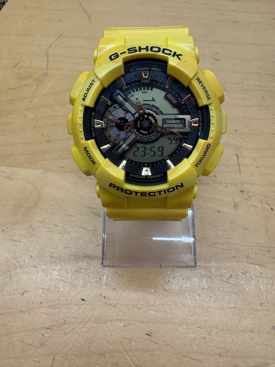 【f208】美品 CASIO カシオ GA-110CM 迷彩 カモフラ イエロー アナデジ ジーショック 腕時計 G-SHOCK CAMO MILITARY WR20BAR MENS