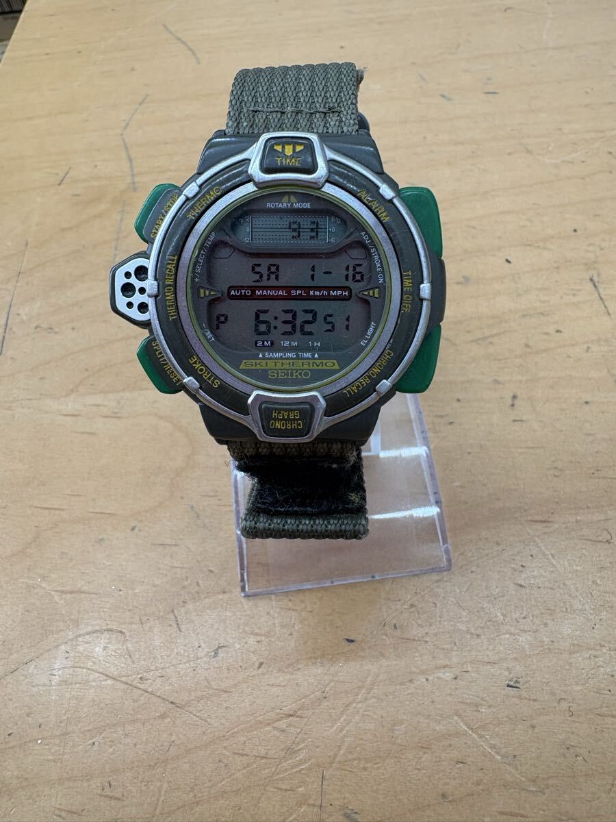 【f226】SEIKO セイコー S820-6000 スキーサーモ 温度計 デジタル 希少 ヴィンテージ レトロ SKI THERMO Vintage Digital 10BAR GR