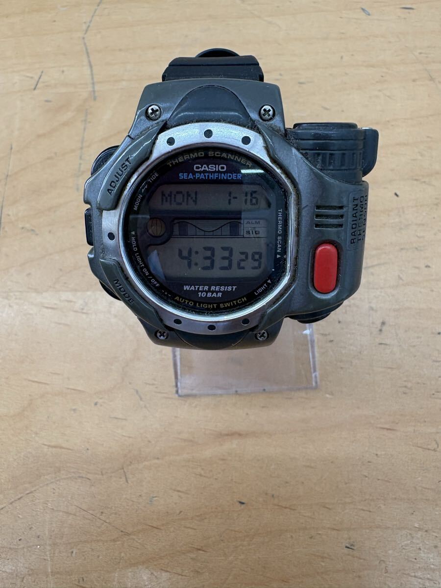 【f227】CASIO カシオ SPF-10 シーパスファインダー 非接触温度計 タイドグラフ 2031 デジタル SeaPathfinder Radiant Thermo Sensor