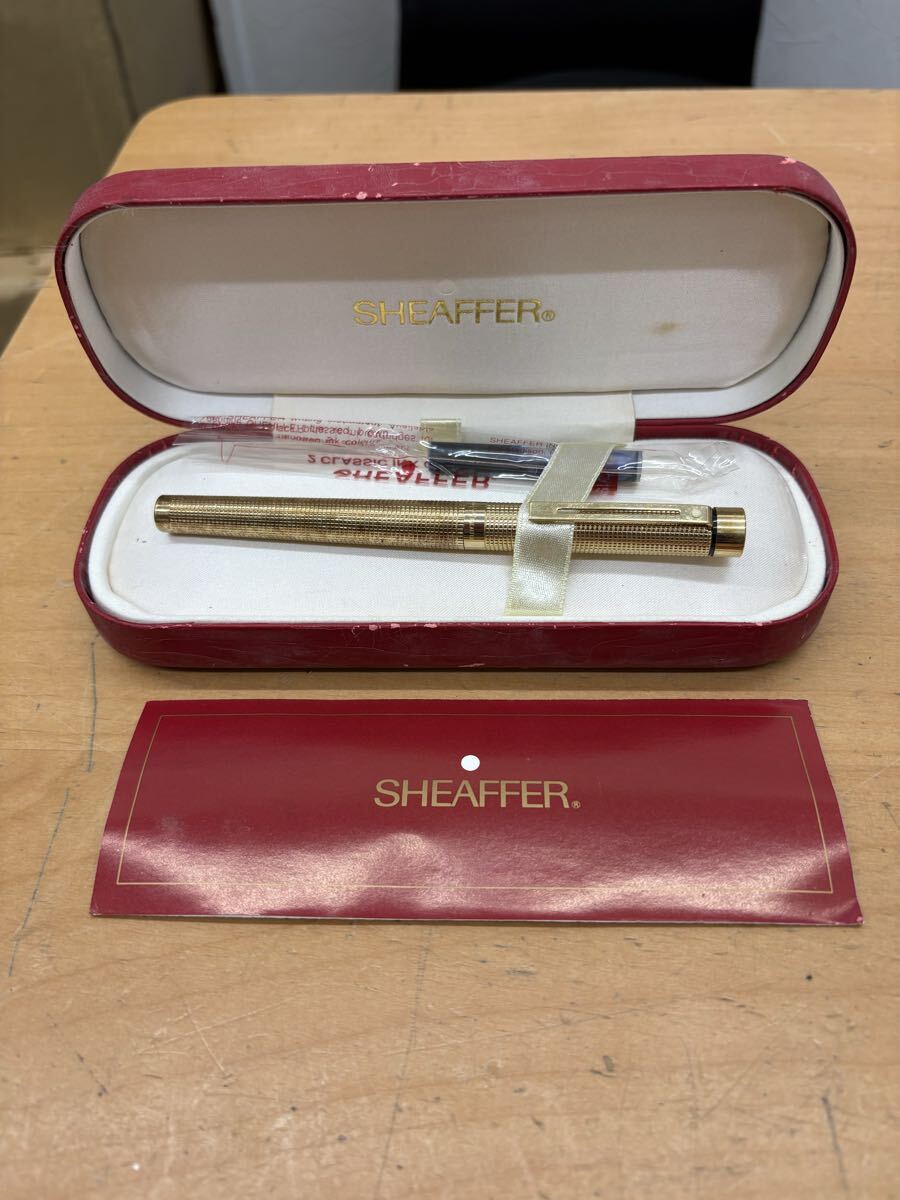 【f241】シェーファー SHEAFFER タルガ Targa 1007 万年筆 14K 585 金格子 豪製 Fountain Pen Gold Checkered Vintage Rare AU