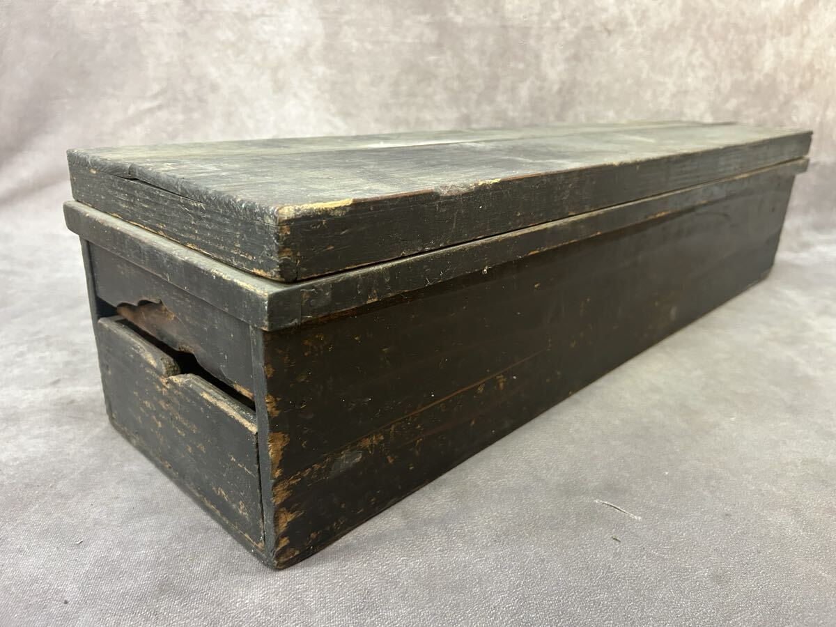 時代物 木箱 道具箱 昔の工具箱 古道具 引き出し付 木製 アンティーク 古民具 明治〜 古雑貨 店舗什器 現状品 奈良発 直接引き取り可 古木