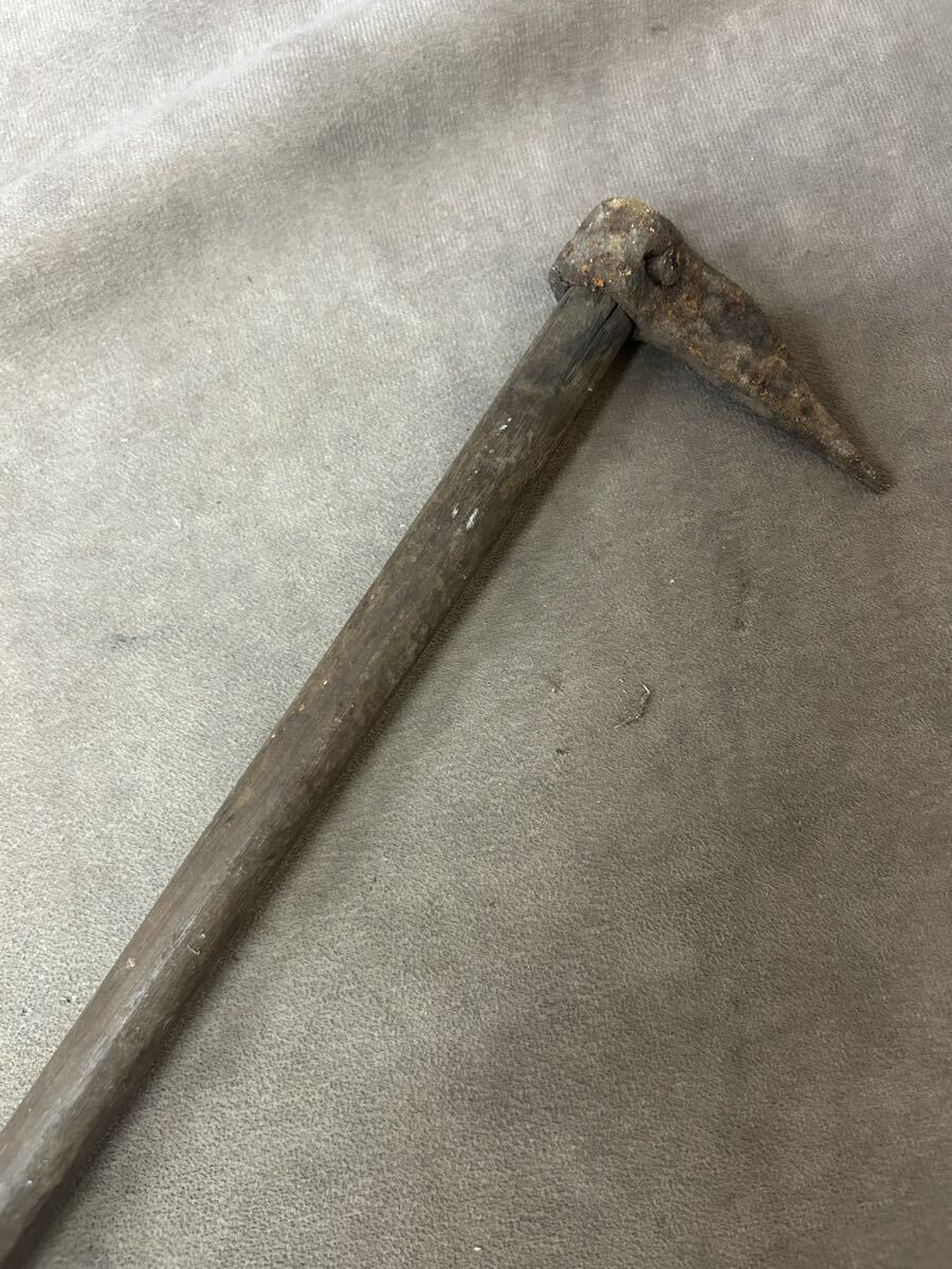 当時物 鳶口 とび口 鉄製 火消棒 火消し道具 林業 古民具 古道具 消防 古道具 長さ約79cm