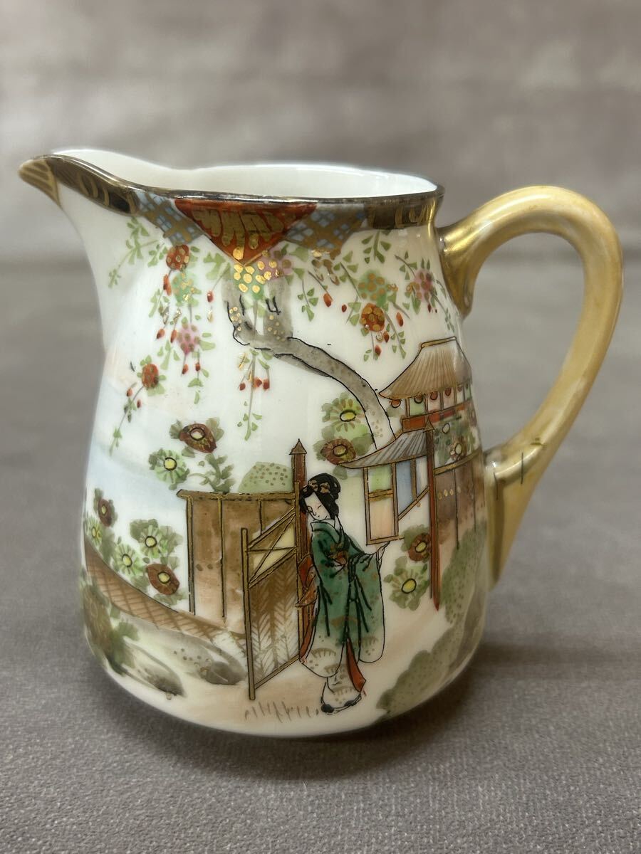時代物 希少 オールドノリタケ クリーマー 日本画 着物 芸者 着物美人 ミルクピッチャー アンティーク コレクション ミルクジャグ