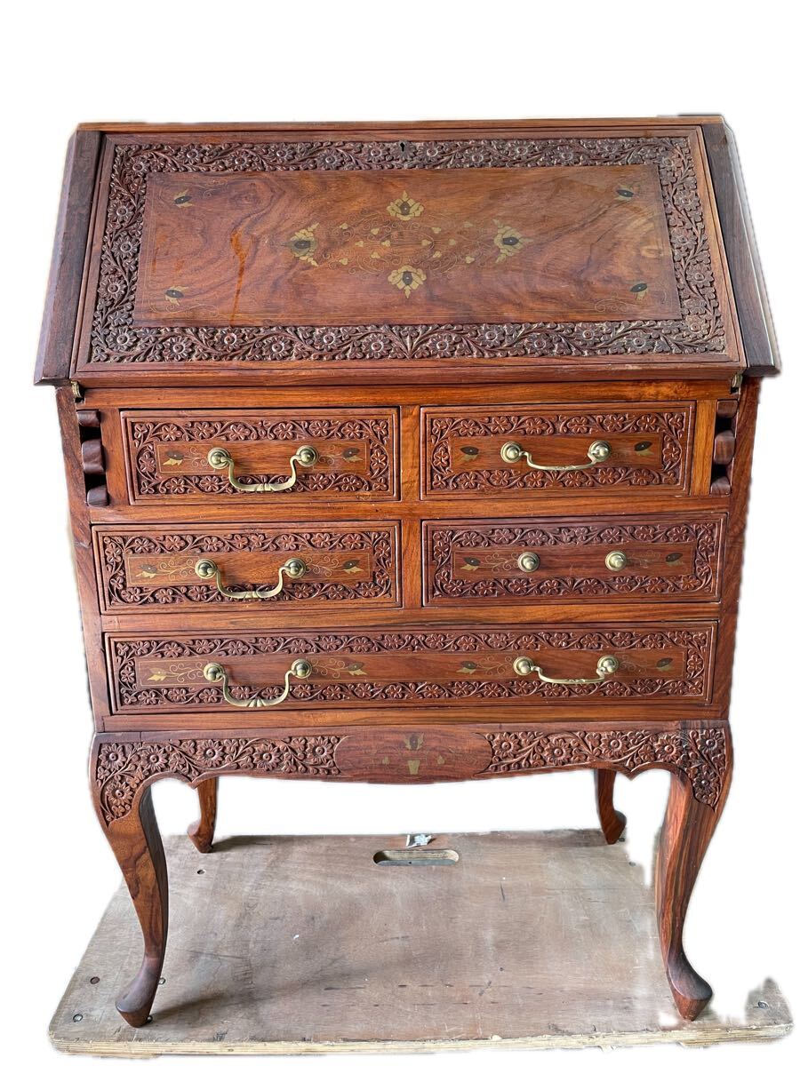 ライティングビューロー　猫足　家具　アンティーク　ビューロデスク　奈良発