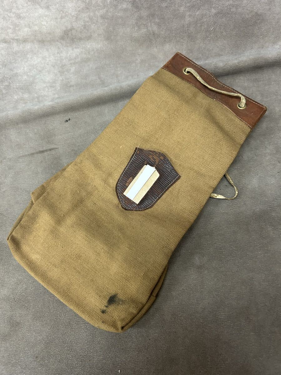 時代物 大正 明治 に使用されていた巾着 バック 革 布 帆布？ 古い アンティーク コレクション