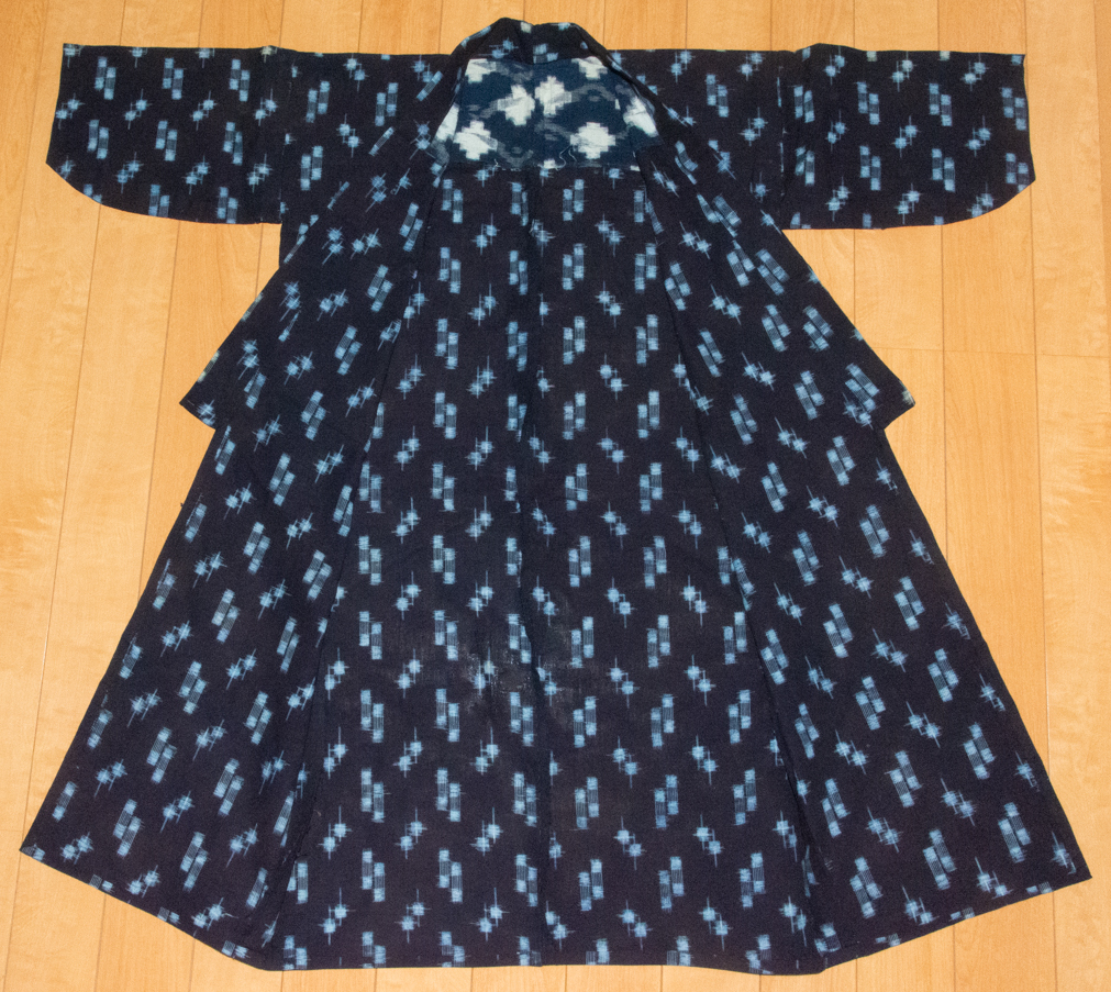絣 木綿 藍染 状態良好 古布 リメイク素材 着物 和服 アンティーク 裁縫 和裁