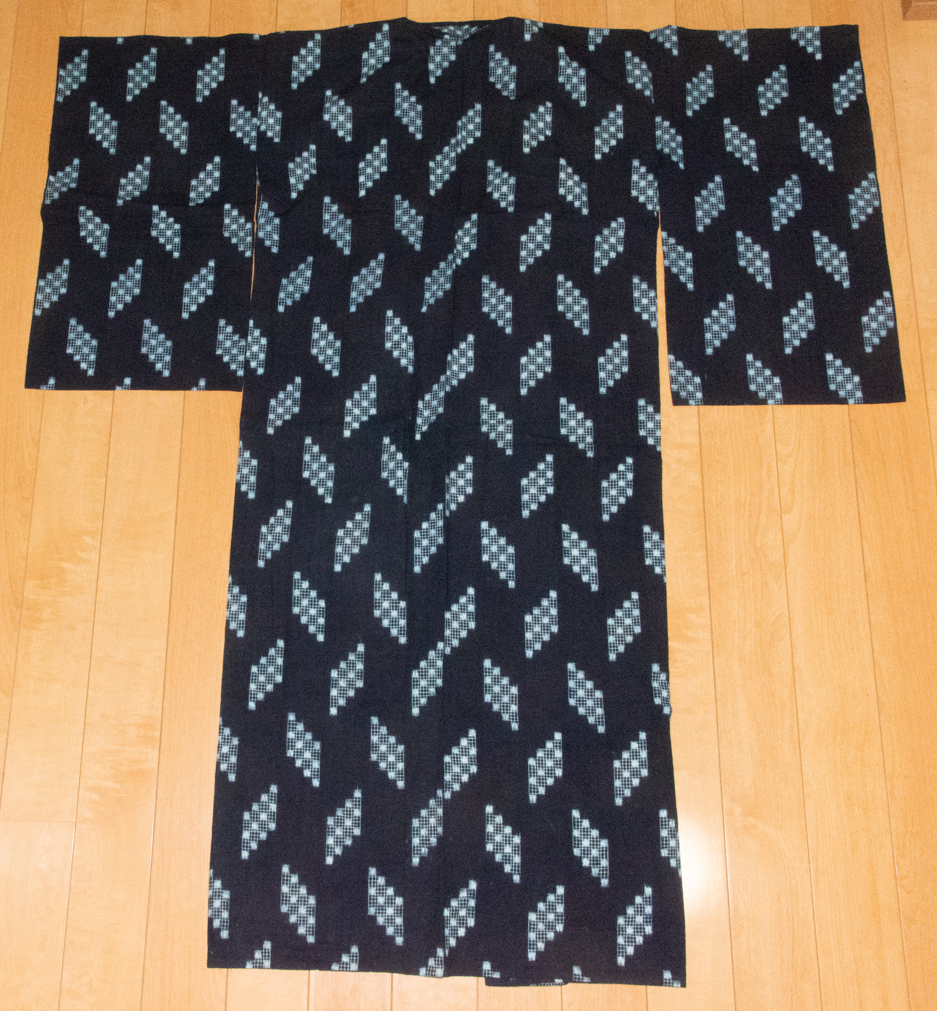 絣 美品 木綿 藍染 古布 リメイク素材 着物 和服 アンティーク 裁縫 和裁