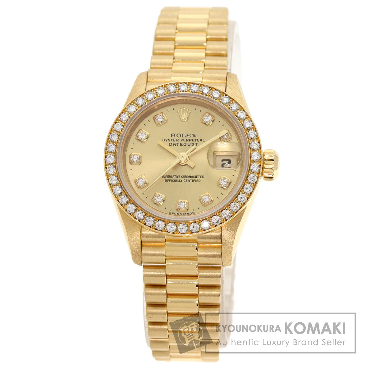 ROLEX ロレックス 69138G デイトジャスト 10P ダイヤモンド 腕時計 K18イエローゴールド K18YG ダイヤモンド レディース 中古