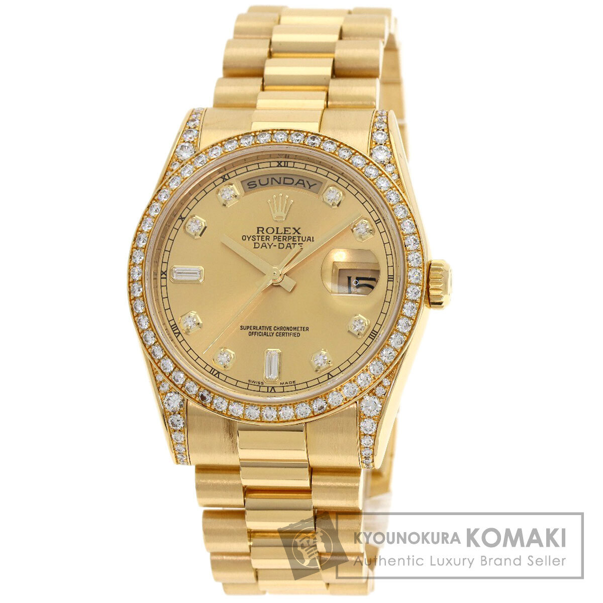 ROLEX ロレックス 118388A デイデイト 10P ダイヤモンド 腕時計 K18イエローゴールド K18YG ダイヤモンド メンズ 中古