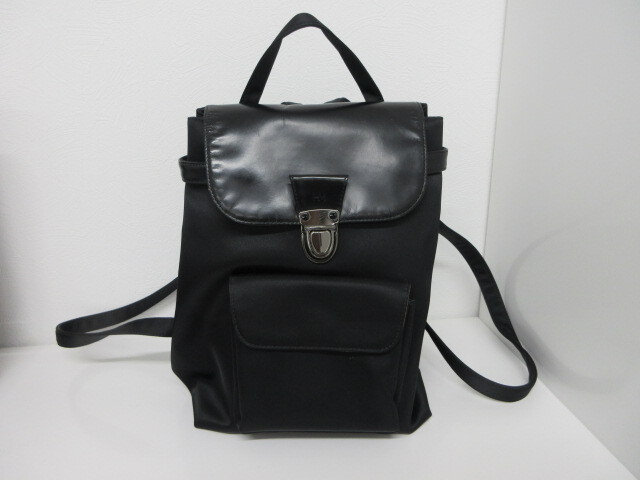 HANAE MORI　ハナエモリ 小さ目 リュック サック ブラック 森英恵 レディース ナイロン ＃3894