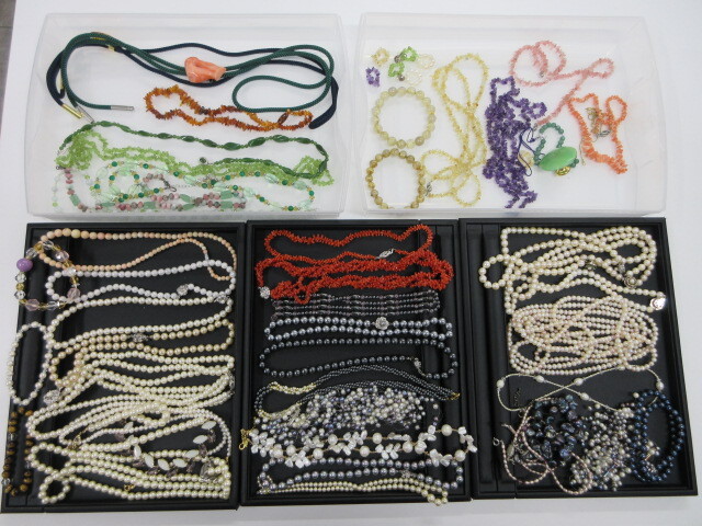 パールなどまとめ アクセサリー サンゴ? パール ネックレス SILVER ブレスレット ショート ロング 約1500～g ＃3507