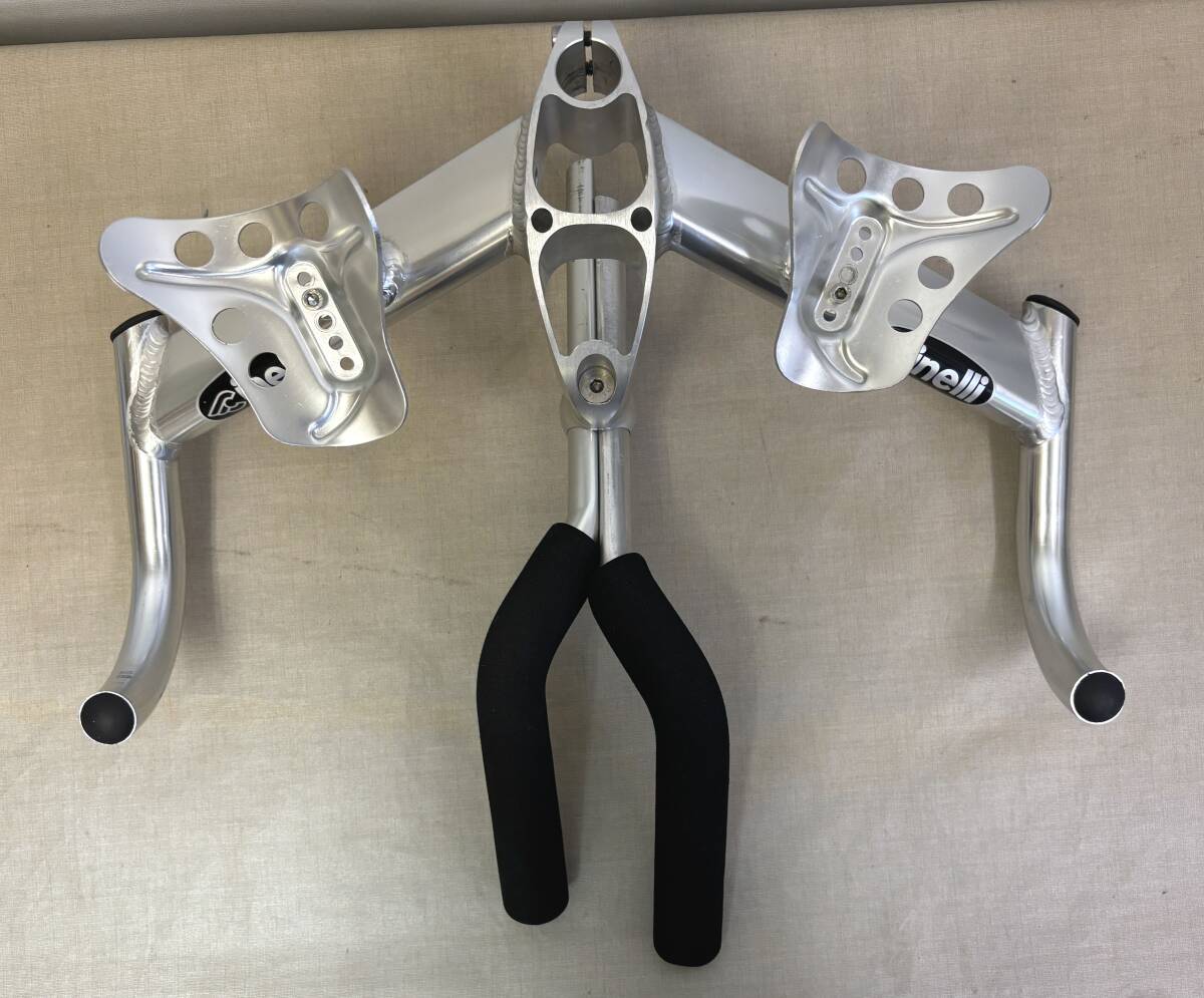 M1768/cinelli チネリ ANGEL エンジェル ステム一体型ハンドル DHバー 420mm シルバー/自転車 ロードバイク エアロバー トライアスロン