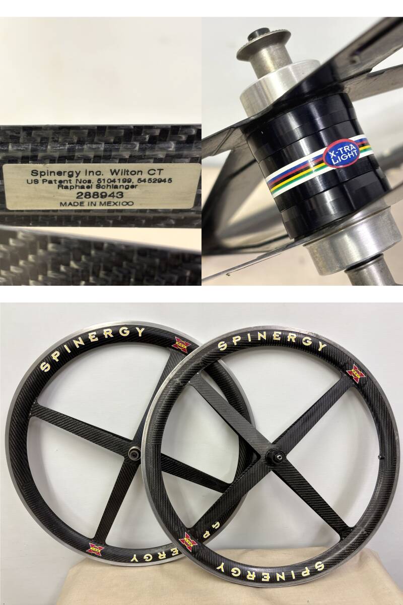 D-485/SPINERGY REV X 黒ハブ カーボン 700c ホイール チューブラー チタン？/現状品/スピナジー レブエックス 自転車 パーツ 部品