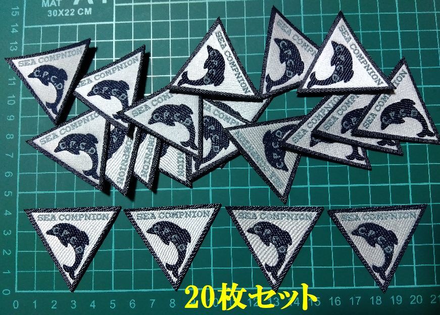 手芸用品A56■ワッペン20枚セット■マリンイルカ三角＊ハンドメイドパーツ