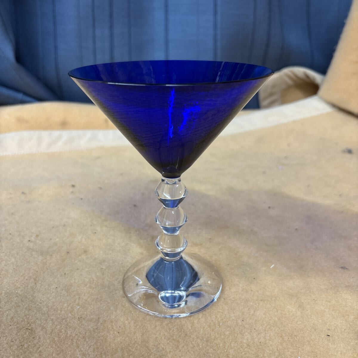 バカラ　Baccarat グラス　色つきガラス　ガラスグラス　ヴィンテージ　コレクション　保管品　ブルー 青 シャンパングラス 酒器　武59