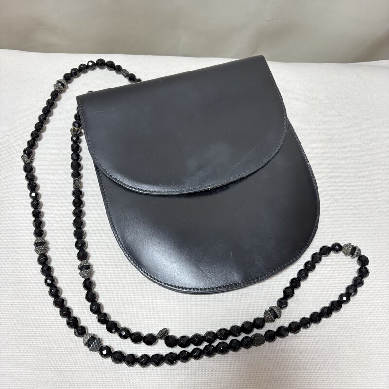 美品 JIL SANDEE ジルサンダー レザーショルダー バッグ ビーズ 装飾 ブラック IW603BA09JLS