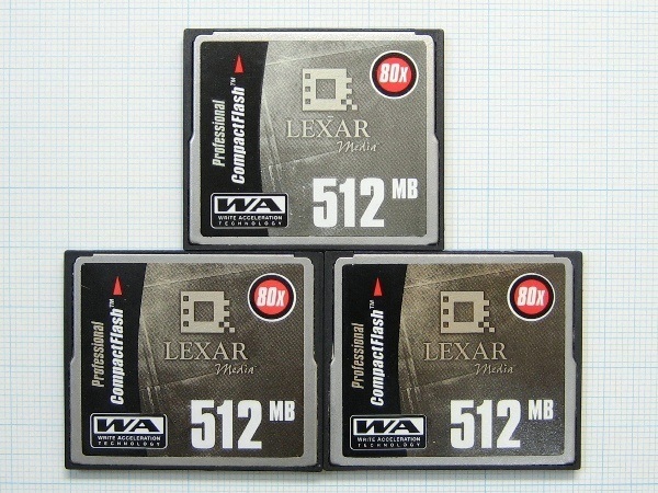 ★LEXAR コンパクトフラッシュ ５１２ＭＢ ３枚 中古★送料１１０円・１８５円
