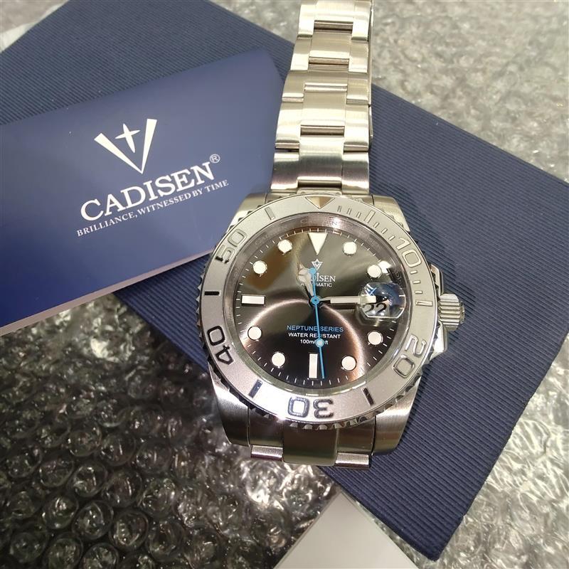 #3315 CADISEN C-8184G 自動巻き AUTO MATIC デイト 黒文字盤 10ATM防水 稼動品 現状品