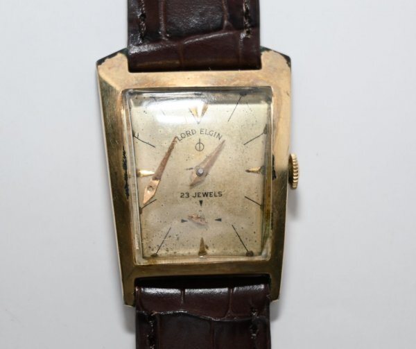 ★LORD ELGIN 23石 手巻き スモールセコンド 14K金張り ヴィンテージ U.S.M.C.刻印あり