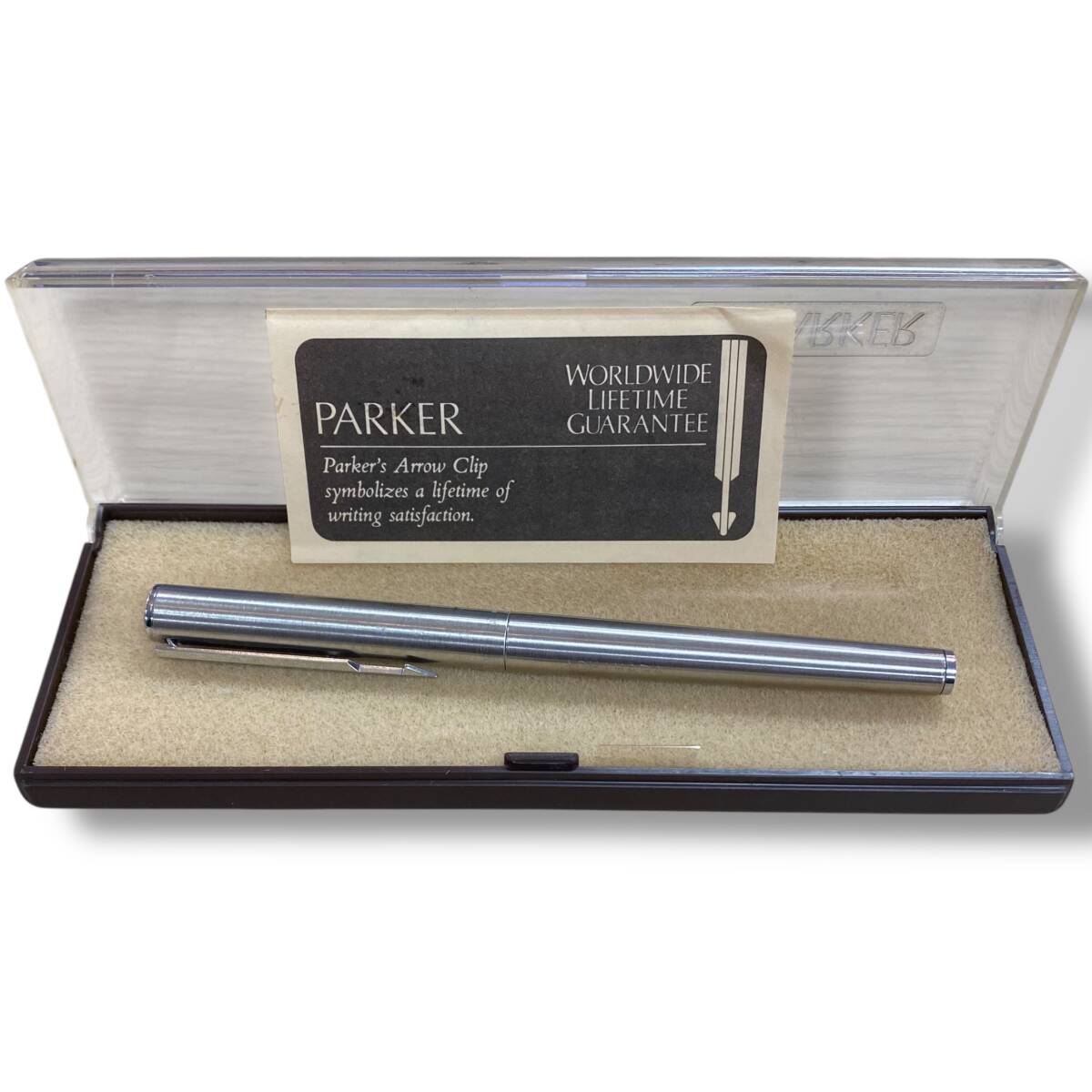 [60]260214-10570-1083 TS400 PARKER パーカー シルバー ※氏名刻印有り 万年筆 文房具 筆記用具 現状品
