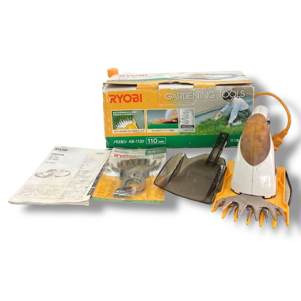 [100]251202-8790-1964 TM300 リョービ 京セラ 芝生バリカン AB-1120 キワ刈り 草刈り 庭 工具 電動 通電動作未確認 現状品