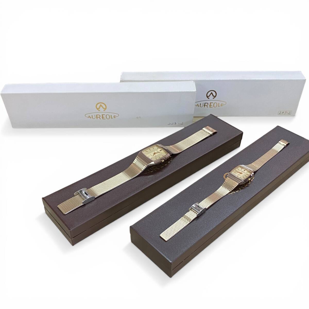 [60]260305-10159-1139 UT500 AUREOLE SW-H247 ・ SW-H248 クォーツ ゴールド オレオール 腕時計 箱付き 現状品