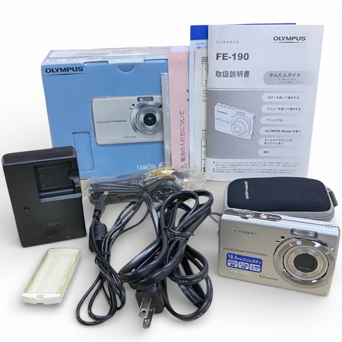 [60]260216-10098-4683 SA300【ジャンク品】OLYMPUS FE-190 3×ズーム シルバー オリンパス デジカメ ※レンズ故障有り