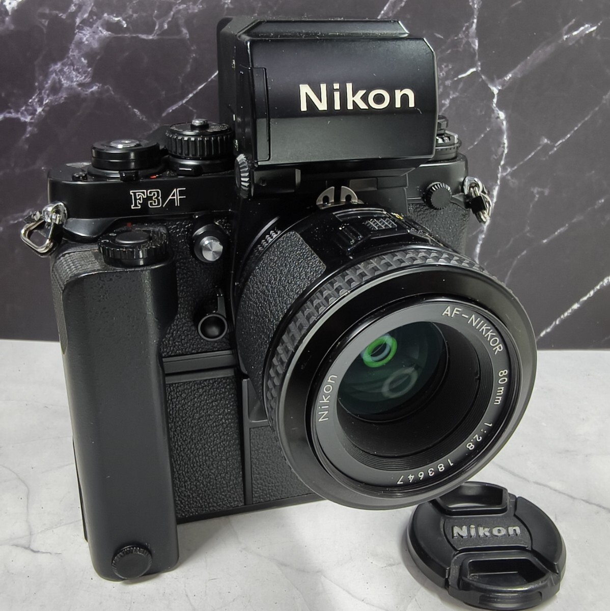 【終活コレクション整理】Nikon F3 AF 美品＋AF-NIKKOR 80mm f2.8＋モータードライブMD-4 各動作良好 露出計OK AF良好 光学綺麗 連写OK 