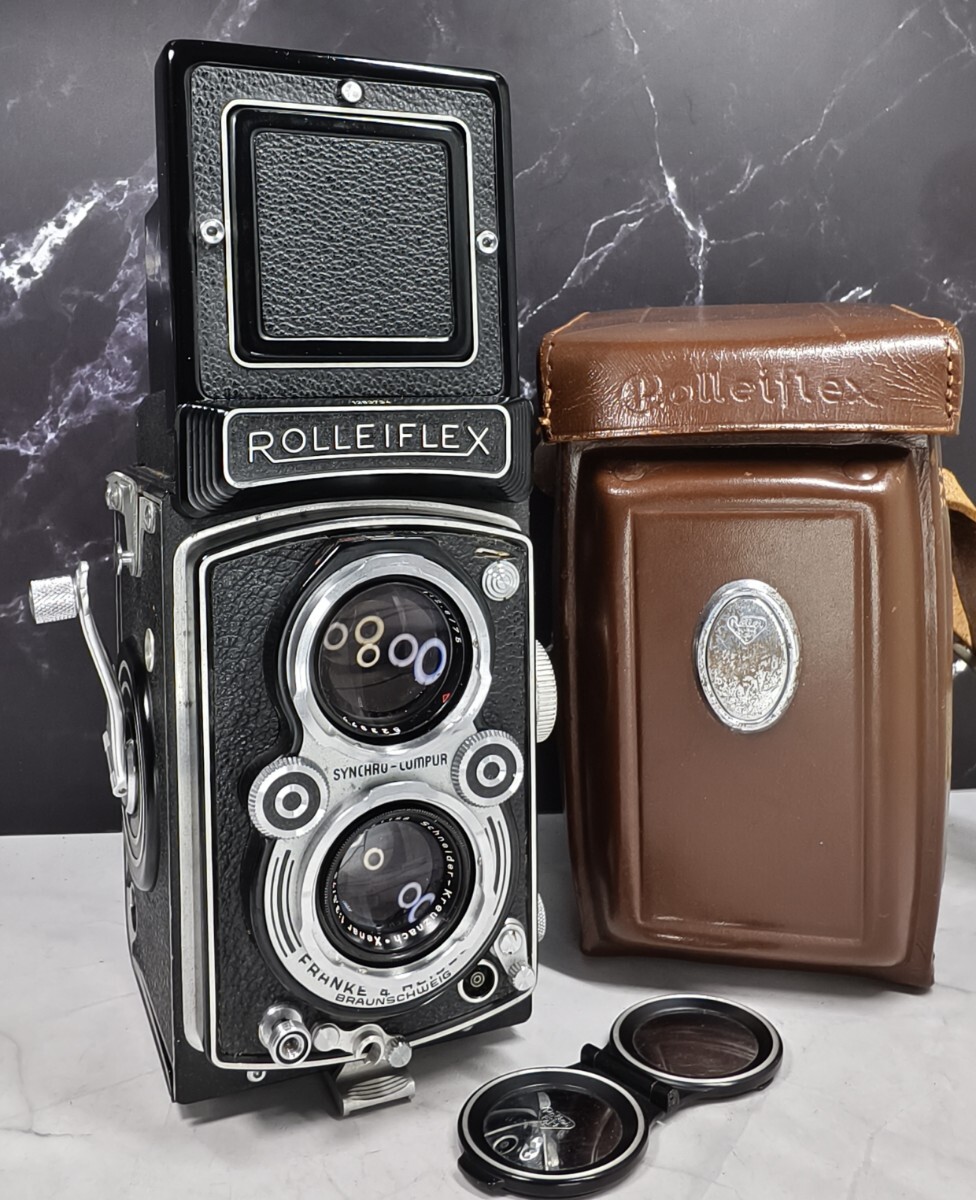 【終活整理】ROLLEIFLEX 二眼レフ 美品 シュナイダー社製 クセナー 75mm搭載モデル 各動作良好 シャッター快調 スローOK 光学良好 ローライ