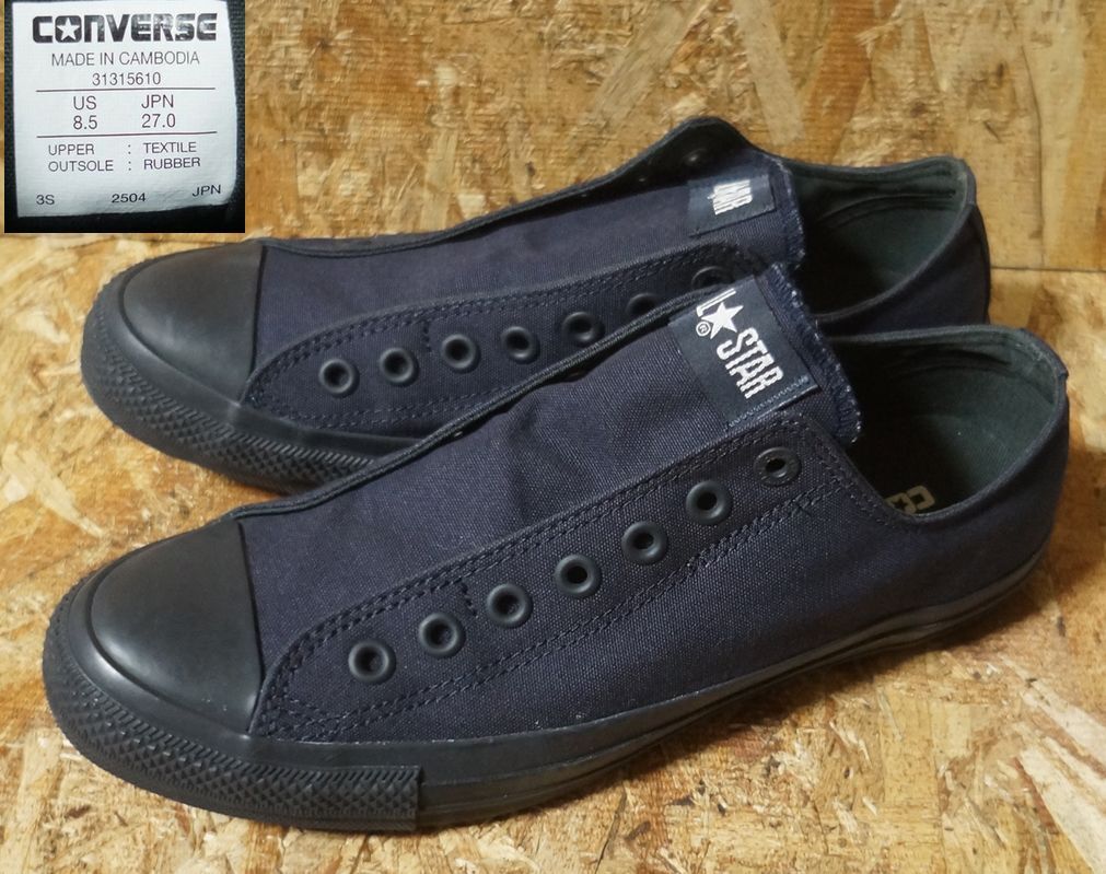 美品 Converse ALL STAR SLIP FE OX US8.5 27cm 紺 31315610 コンバース オールスタースリップ　スリッポン