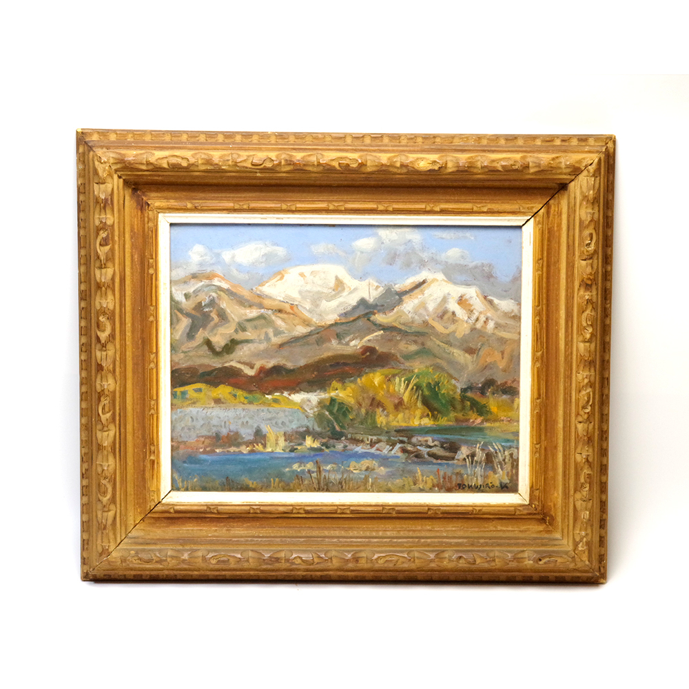 真作　小早川 篤四郎 「　作北風景 」　油彩画　額装　直筆サイン　906