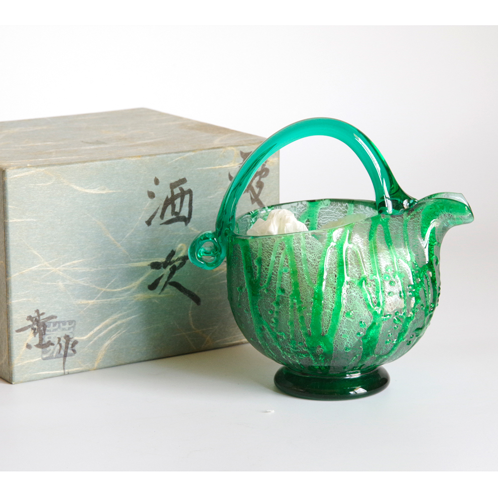 大川薫　瑠璃　酒次　サイン有　津軽びいどろ　940