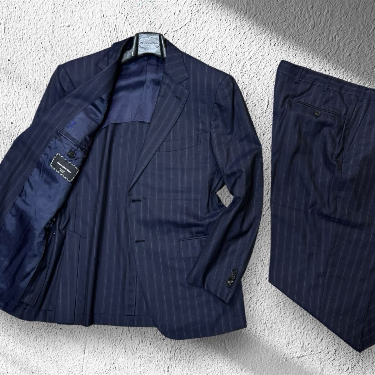 ZF01 最高峰本家!!光沢感◎【ゼニア COUTURE XXX】ウールシルク 紳士の風格 2B ボタン スーツ (メンズ) 50C XL位 ネイビー系 イタリア