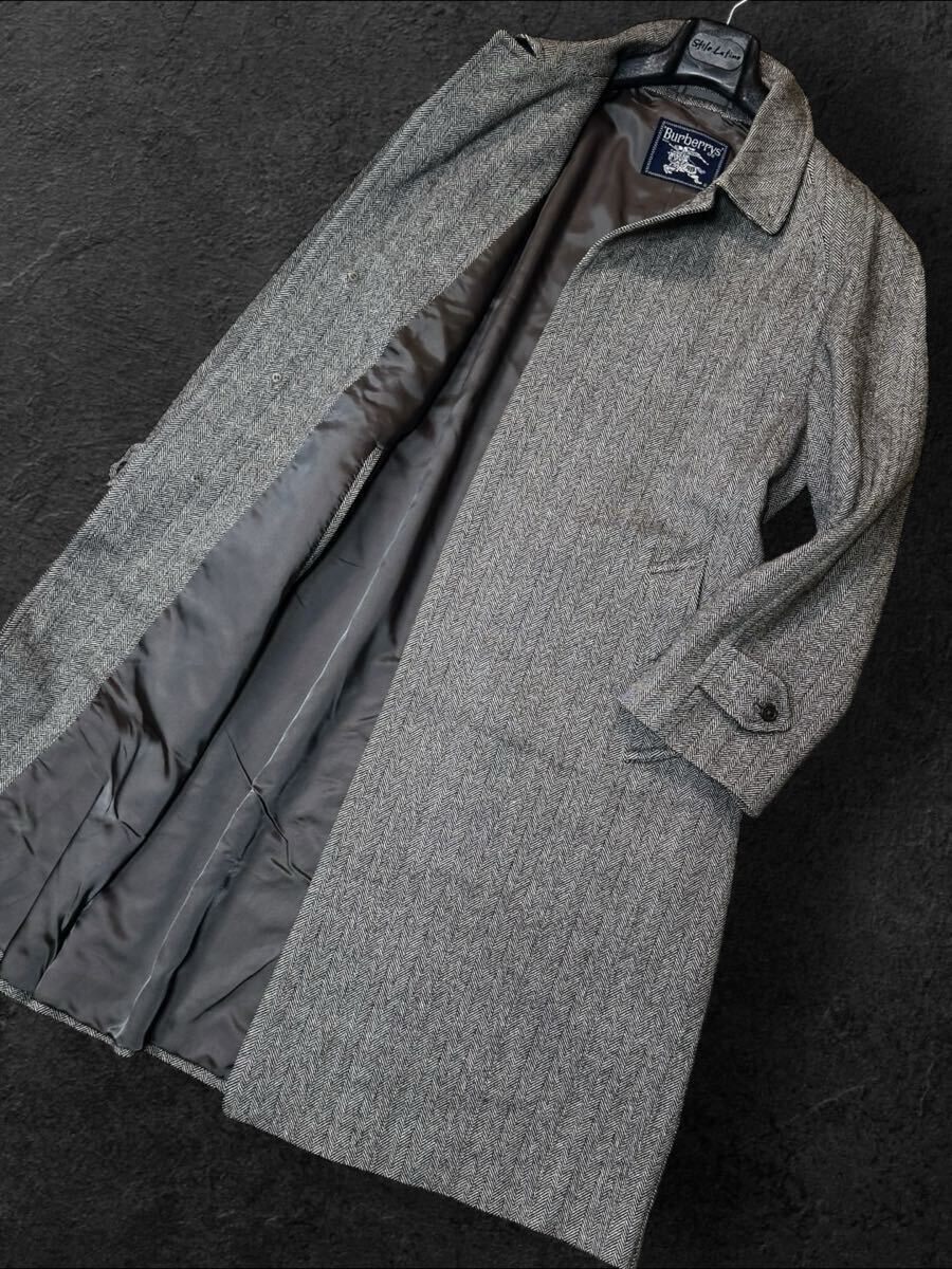 KM08 BURBERRY バーバリー 28万超「最高級カシミヤを纏う至高の一着 『ヘリンボーンツイード』チェスターコート コート メンズ 大きめXXL!!