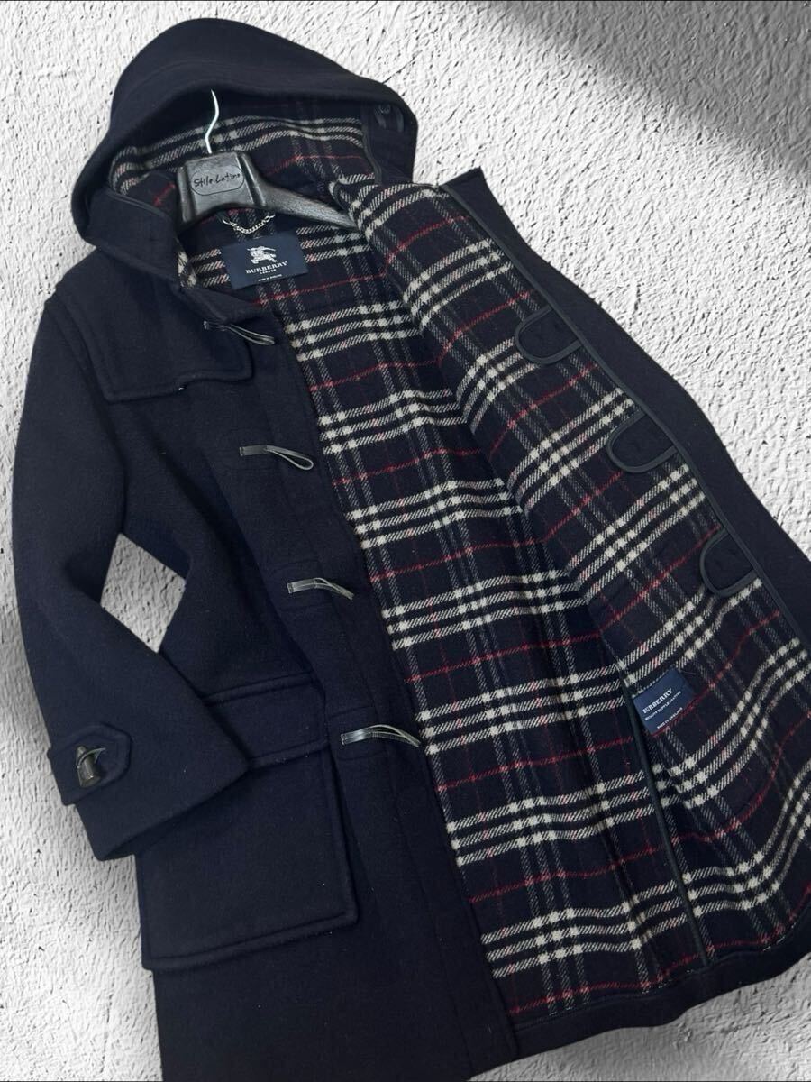 BB03 超美品!!別格!!【バーバリー/BURBERRY London】最高峰 ダッフルコート ウールコート 英国製 イングランド メンズ ネイビー XL位