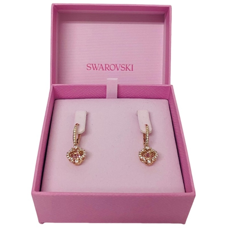 SWAROVSKI スワロフスキー Una ドロップピアス クリスタル・ローズゴールドトーン・プレーティング 3.1g 【中古】 42602K324