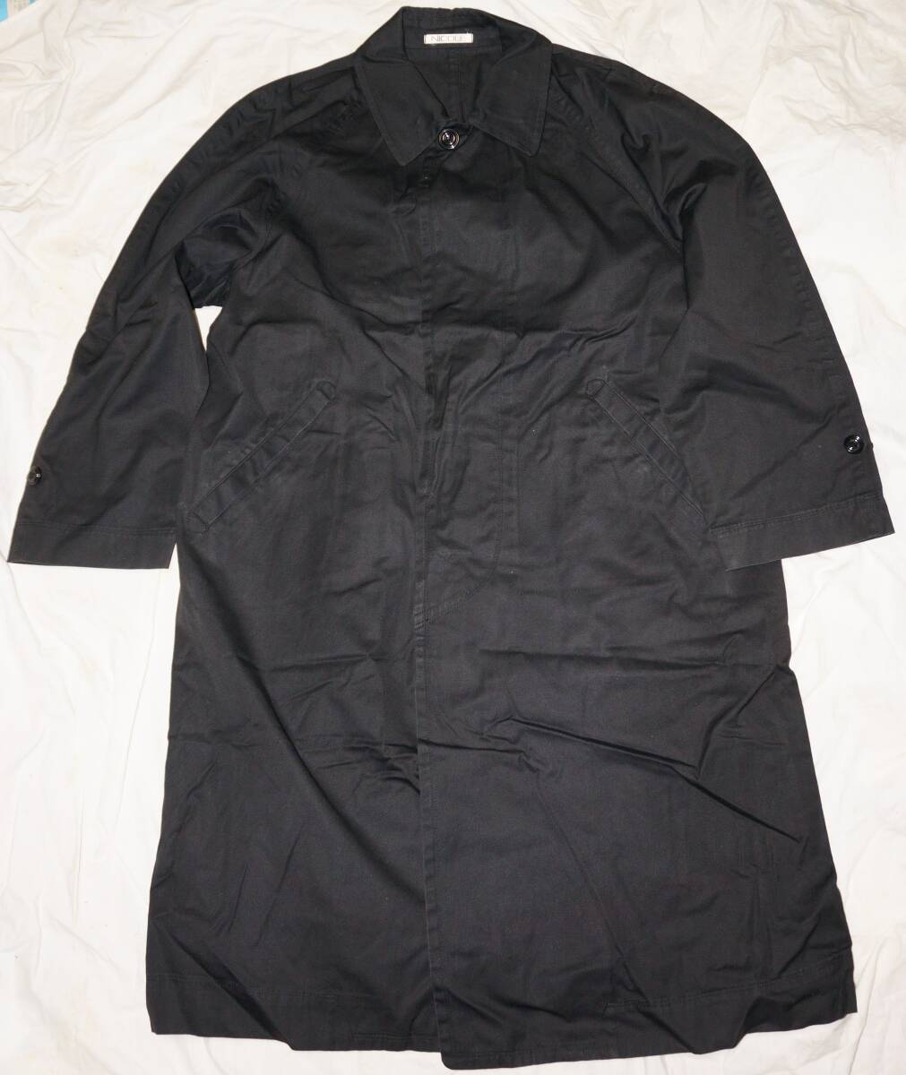 ムッシュ・ニコル monsieur NICOLE コート サイズS 黒 無地 綿 薄手 日本製