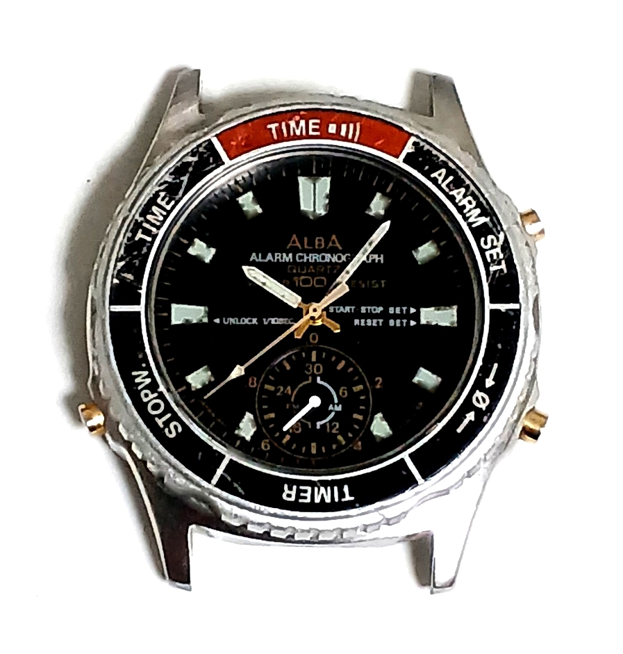 【稼働】SEIKO セイコー ALBA V600-9000 アラーム クロノグラフ Alarm Chronograph ウォーター100m レジスト 腕時計