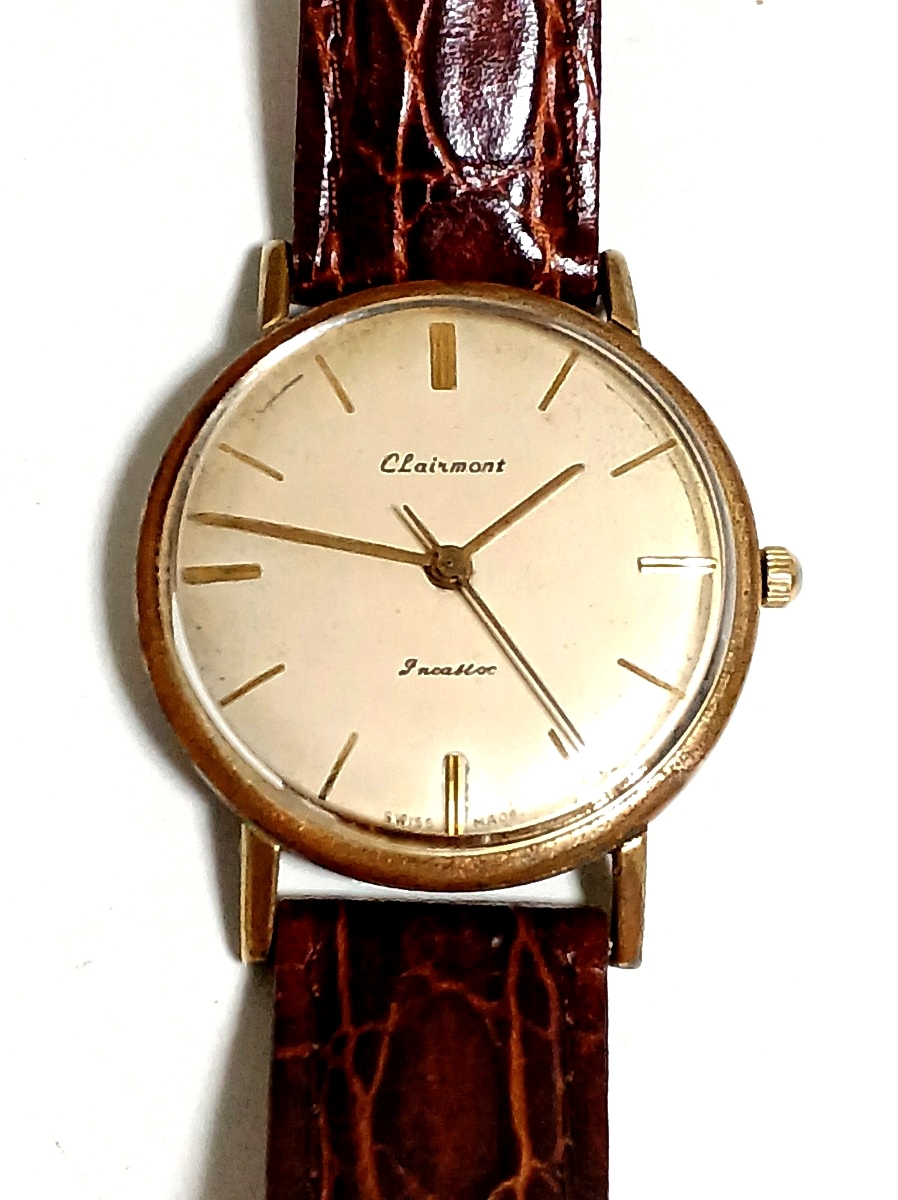 【稼働】 Clairmont クレアモント 手巻き 腕時計 金 ゴールド ヴィンテージ アンティーク