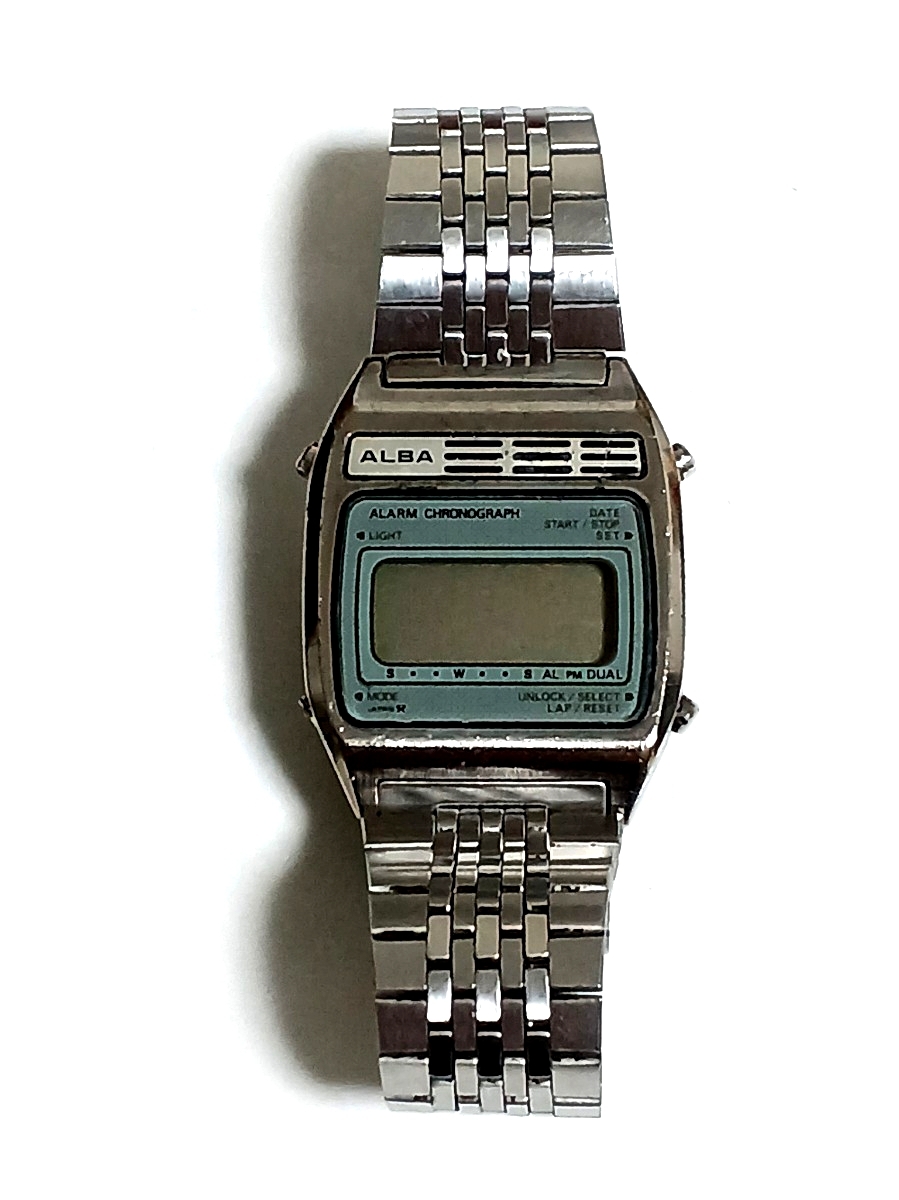 SEIKO セイコー ALBA オールド デジタル 腕時計 ALARM クロノグラフ 純正ベルト