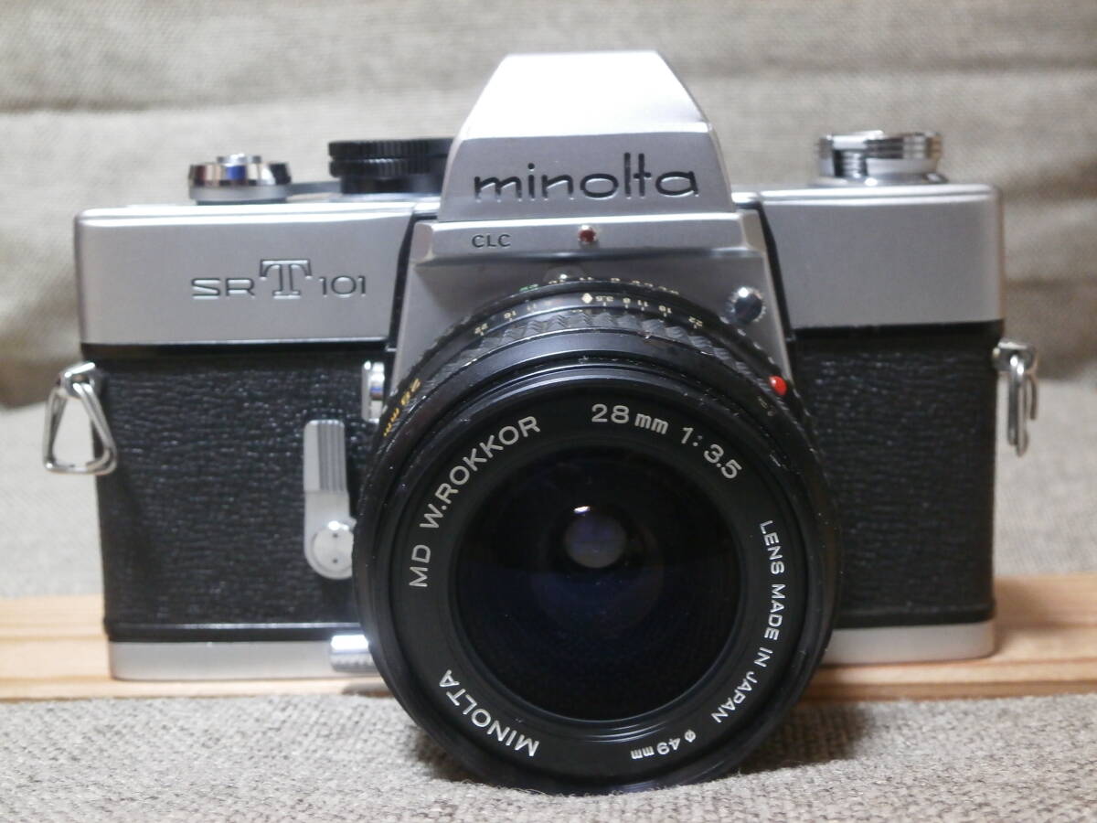 minolta SRT 101 MD W.ROKKOR 28mm 1:3.5レンズ付き　動作確認済み