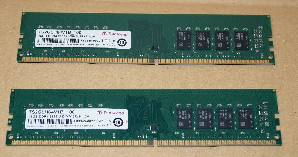 Transcend トランセンド　DDR4-2133　16GB　2枚セット　合計32GB