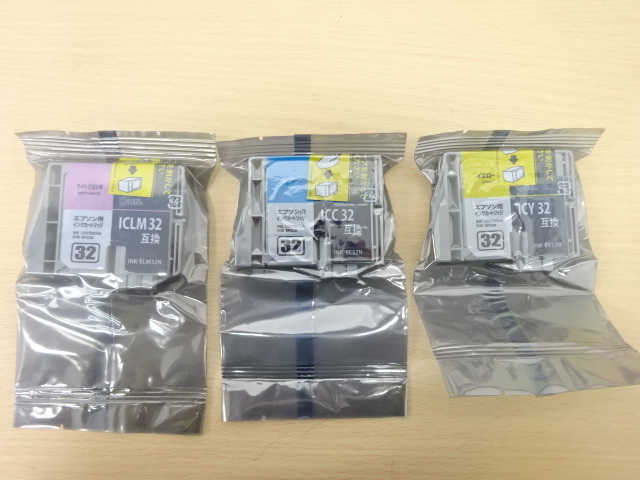 【＃17530/1】EPSON用インクカードリッジ《ICLM32互換 ライトマゼンダ/ICC32互換 シアン/ICY32互換 イエロー》3色セット