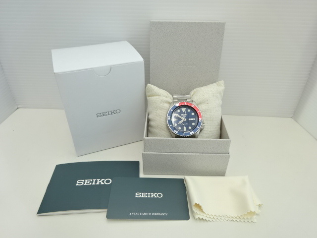 【＃17922】セイコー 5スポーツ　4R36-07G0　自動巻き　腕時計　ブルー　レッド　コレクション　SEIKO