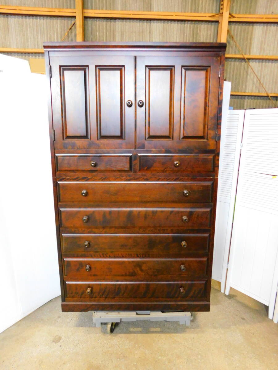 m1012 北海道民芸家具 天然木 樺材 衣装タンス 幅約106㎝ 高さ約178㎝ 和タンス 着物箪笥 装箪笥 和箪笥 ホクミン 北民 整理箪笥