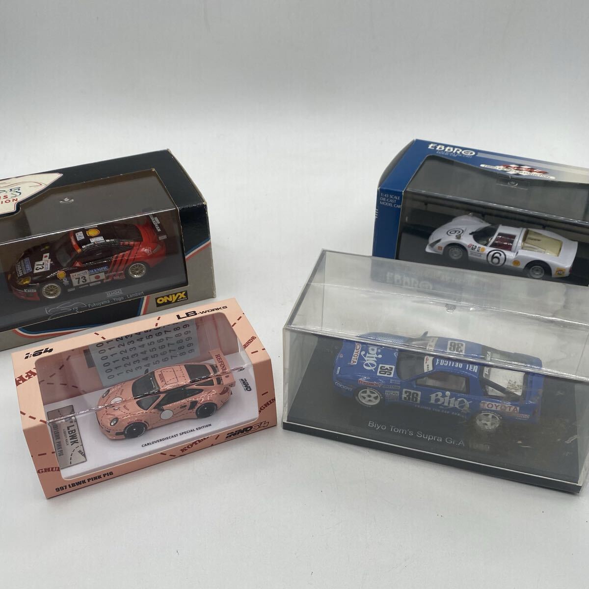 1円スタート　EBBRO ONYX など ポルシェ TOYOTA レーシングカー　ミニカー　4個　まとめ　0318a