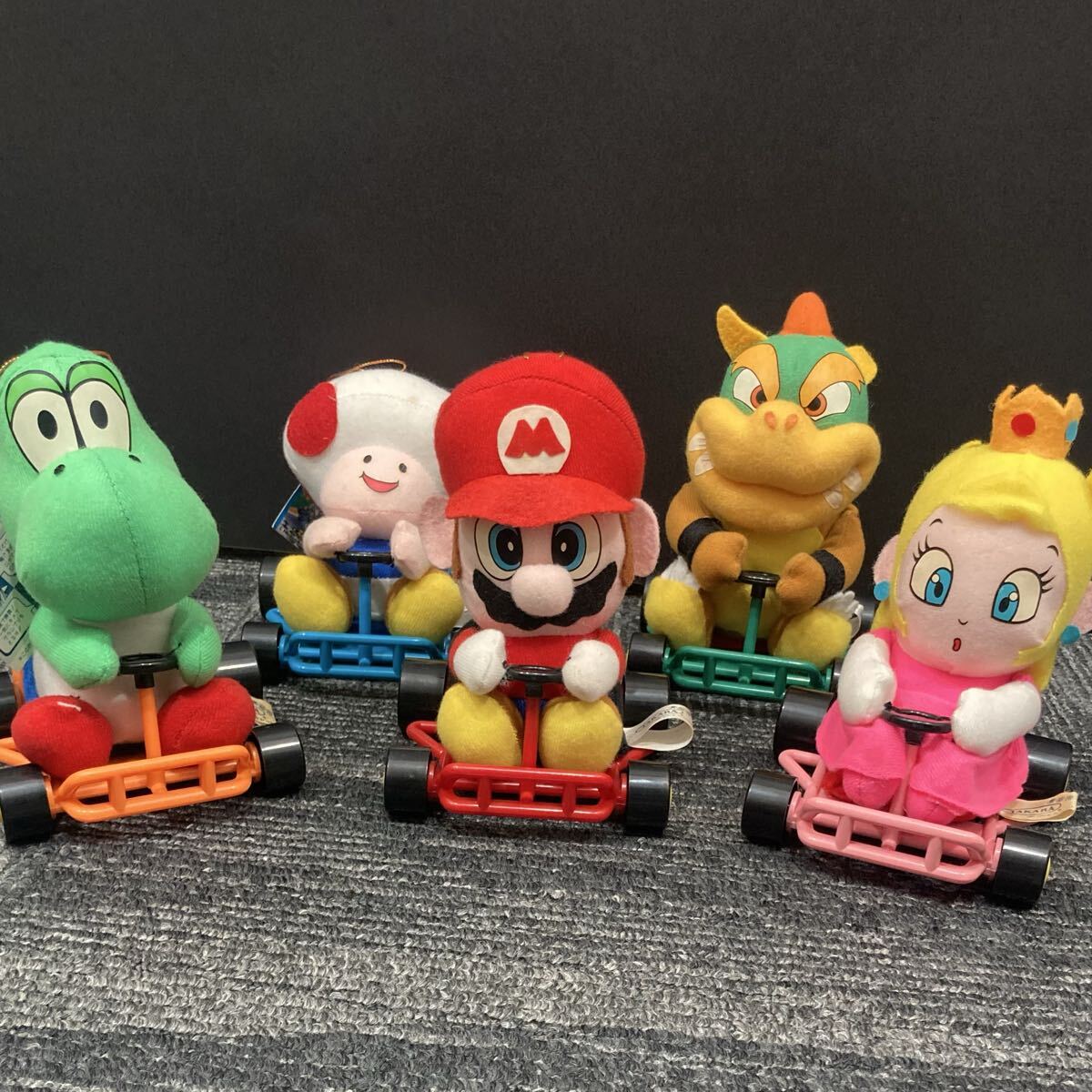 1円〜 マリオカート クレーン杯 タカラ ぬいぐるみ 5体セット マリオ ヨッシー クッパ ピーチ姫 キノピオ Nintendo 当時物 0329S①